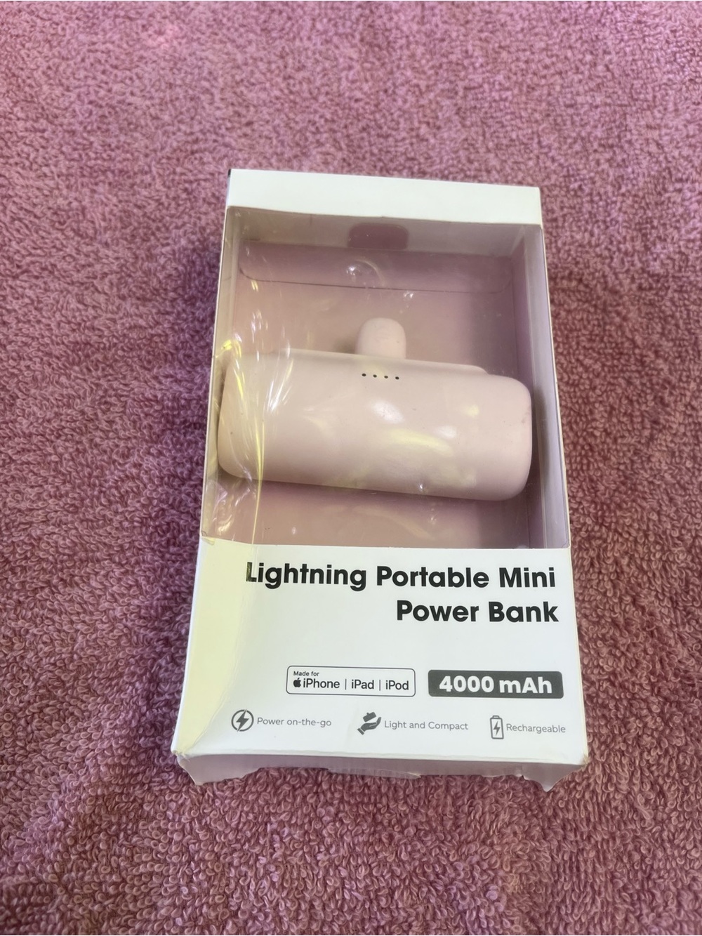 Zena Lightning Portable Mini Power Bank - Pink